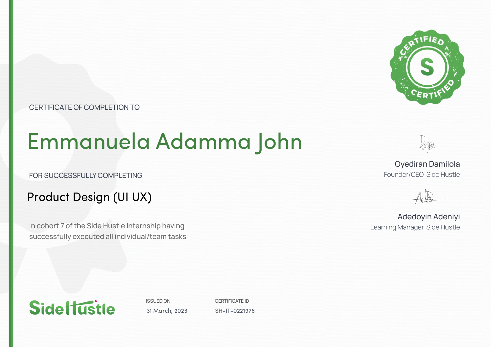 Terra Learning certificate