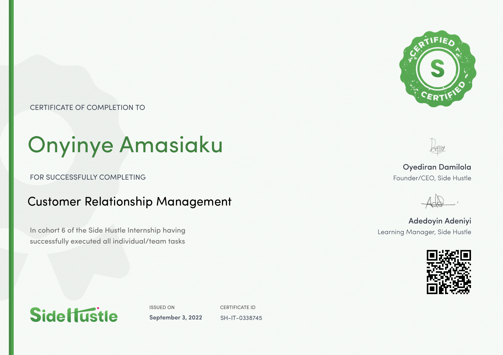 Terra Learning certificate