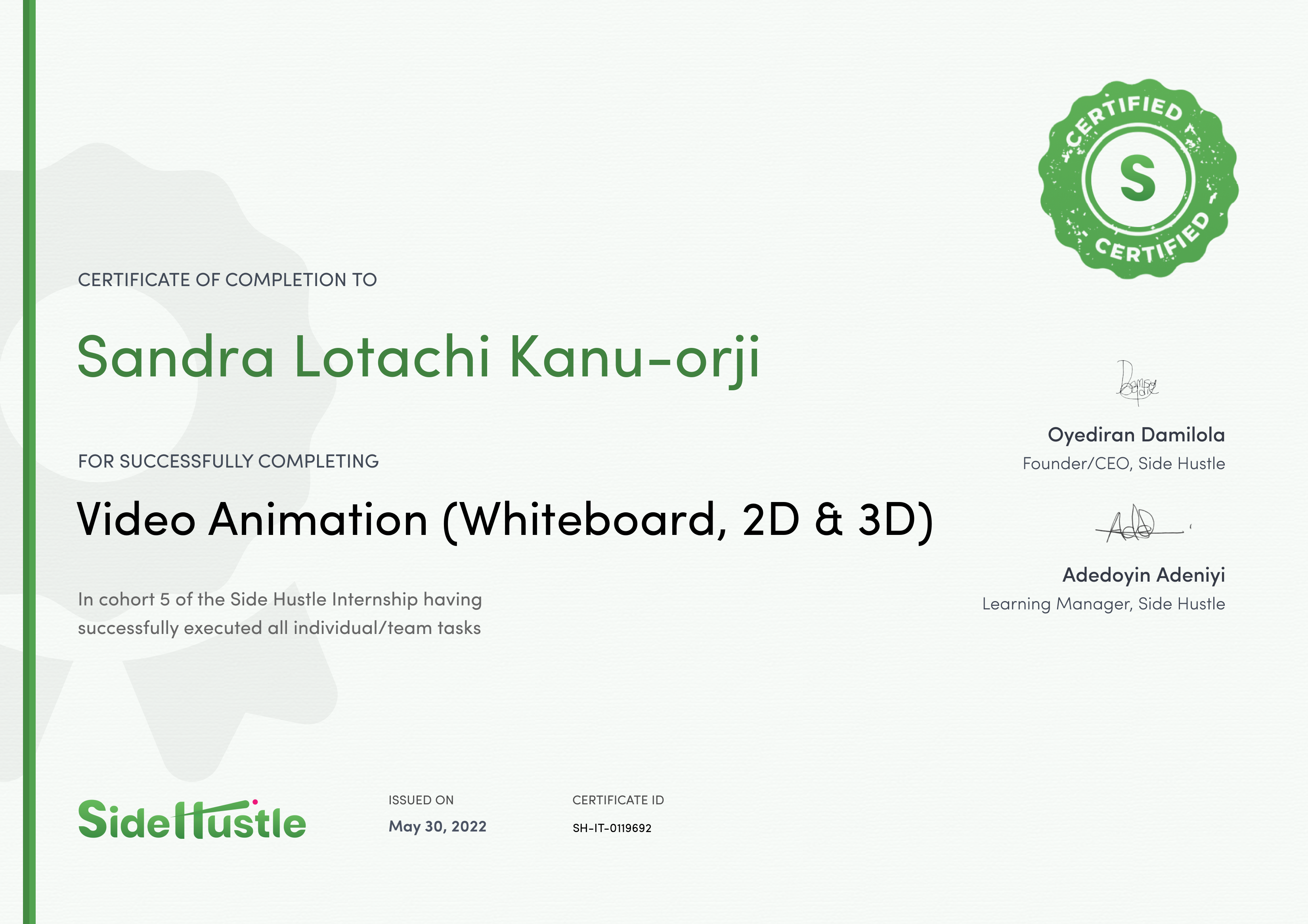 Terra Learning certificate