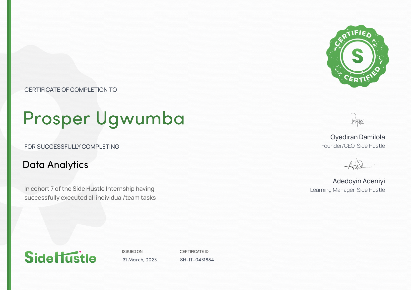 Terra Learning certificate