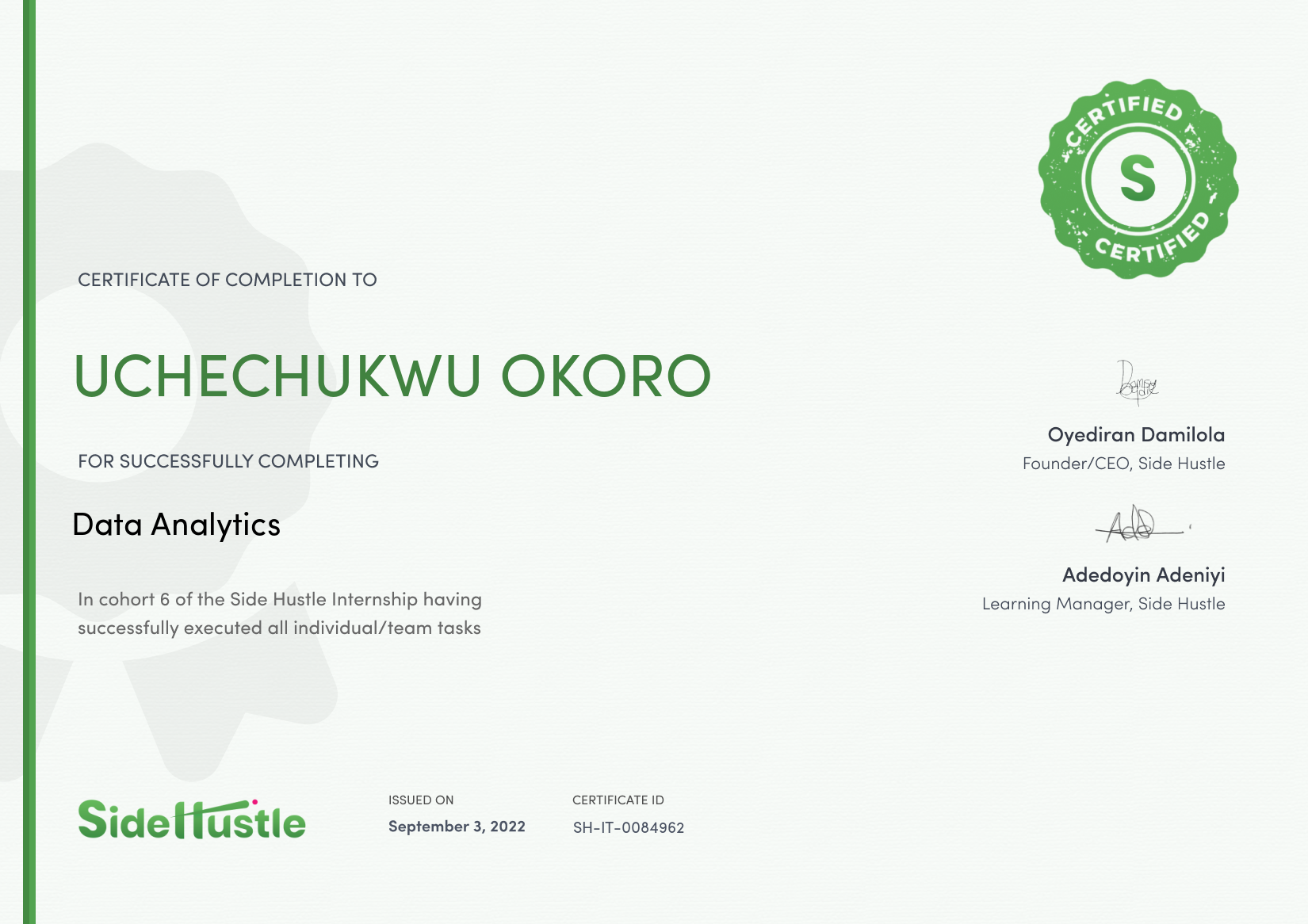 Terra Learning certificate