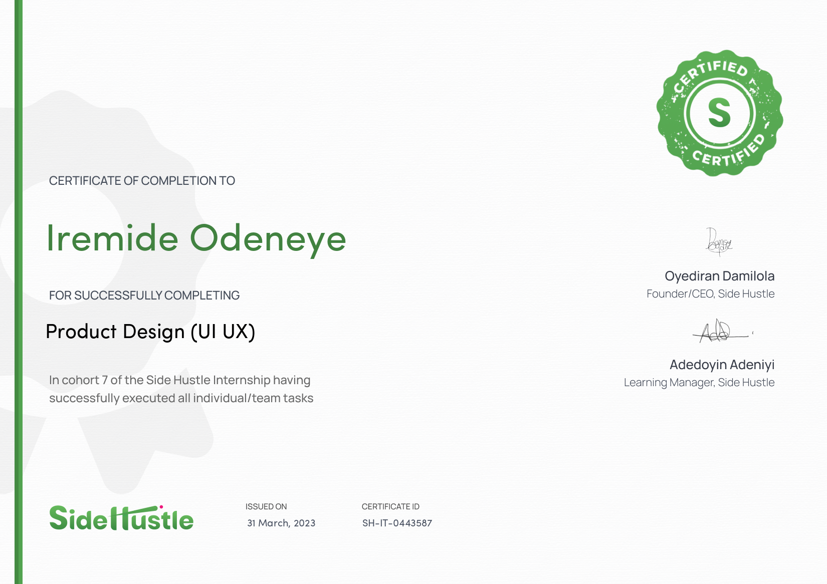 Terra Learning certificate