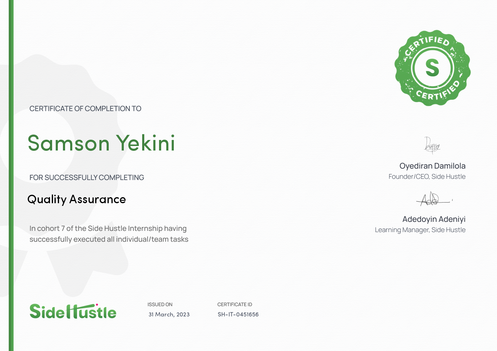 Terra Learning certificate