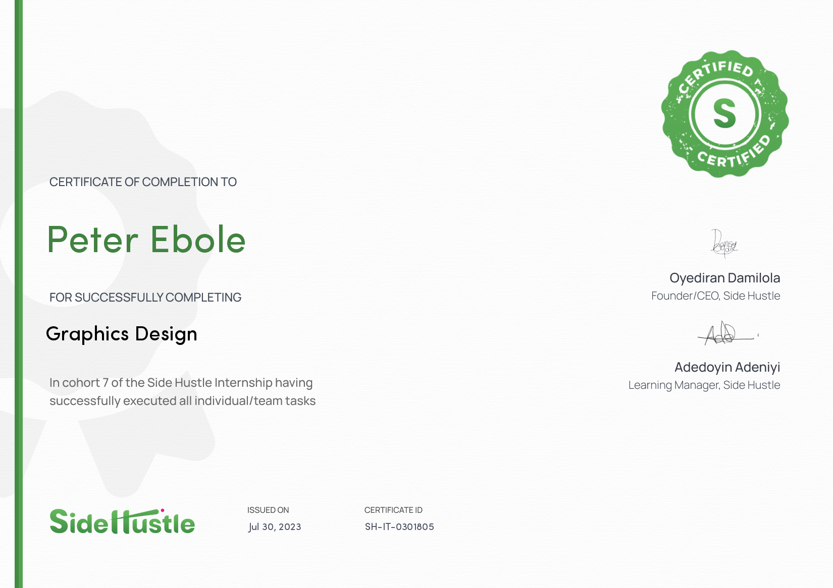 Terra Learning certificate