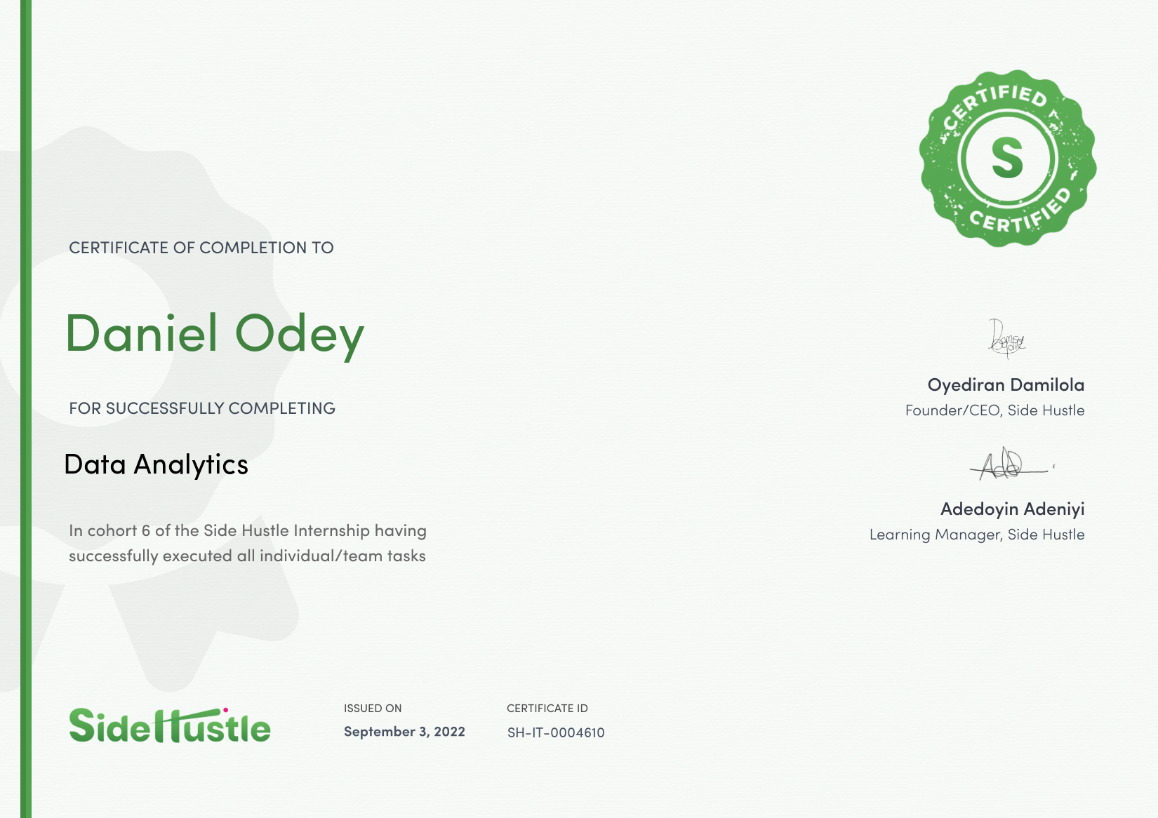Terra Learning certificate