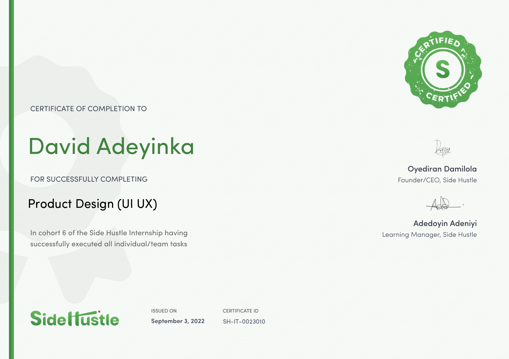 Terra Learning certificate