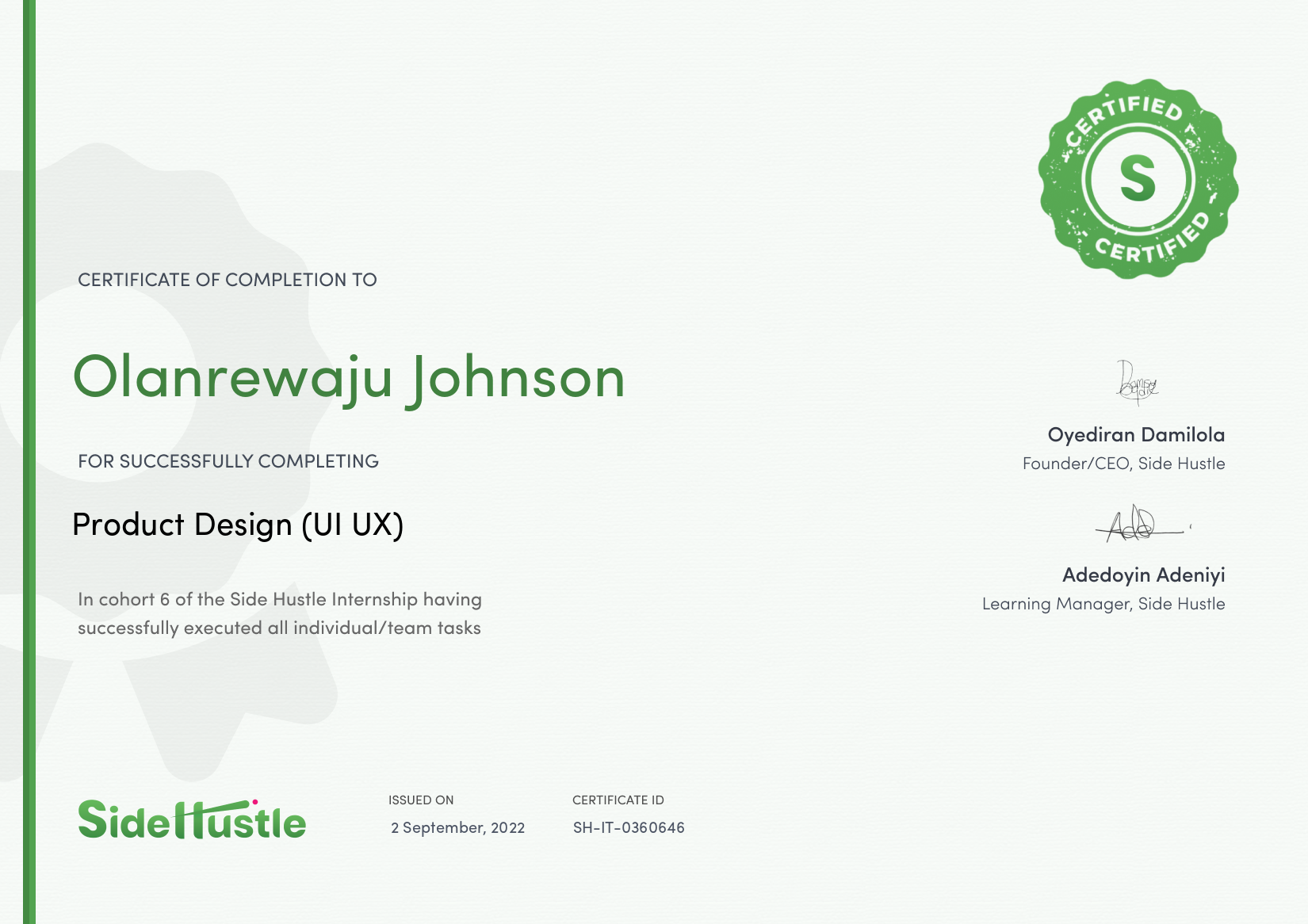 Terra Learning certificate