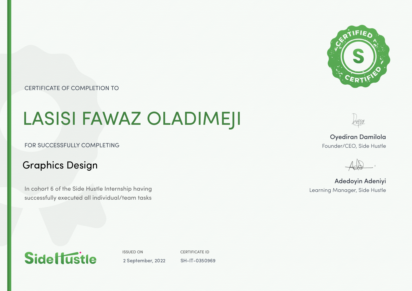 Terra Learning certificate