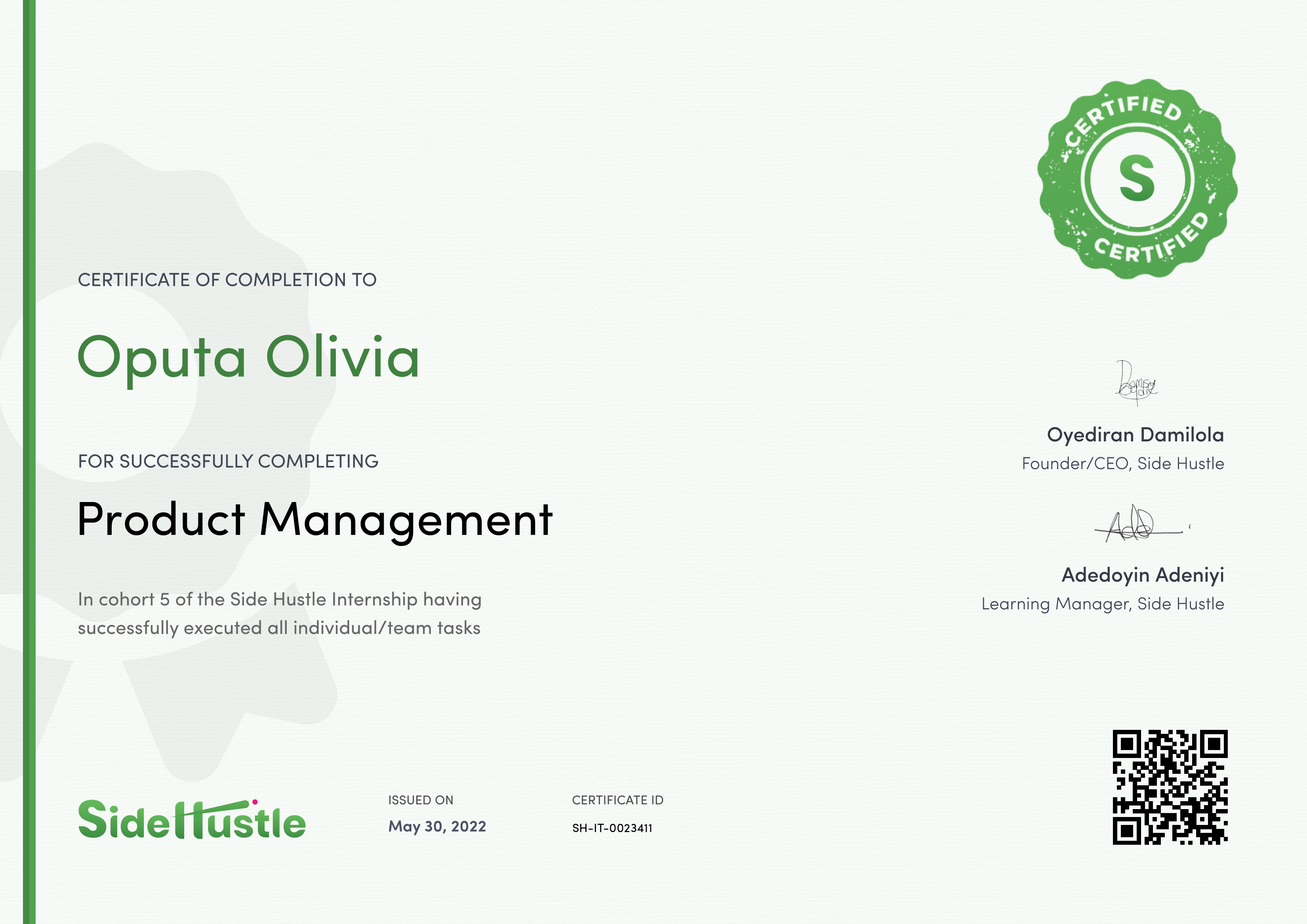 Terra Learning certificate