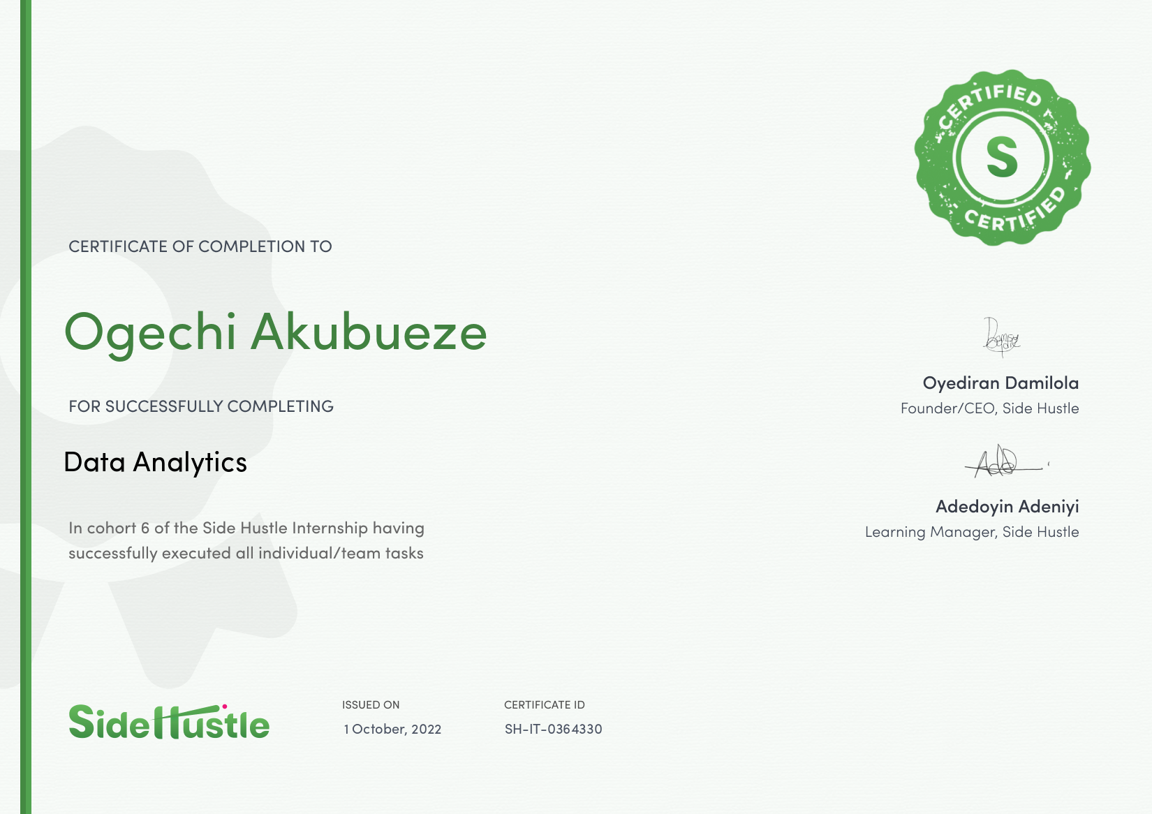Terra Learning certificate
