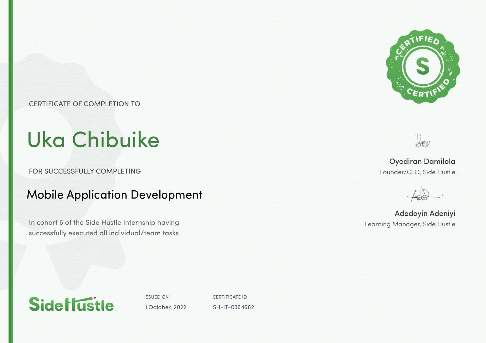 Terra Learning certificate