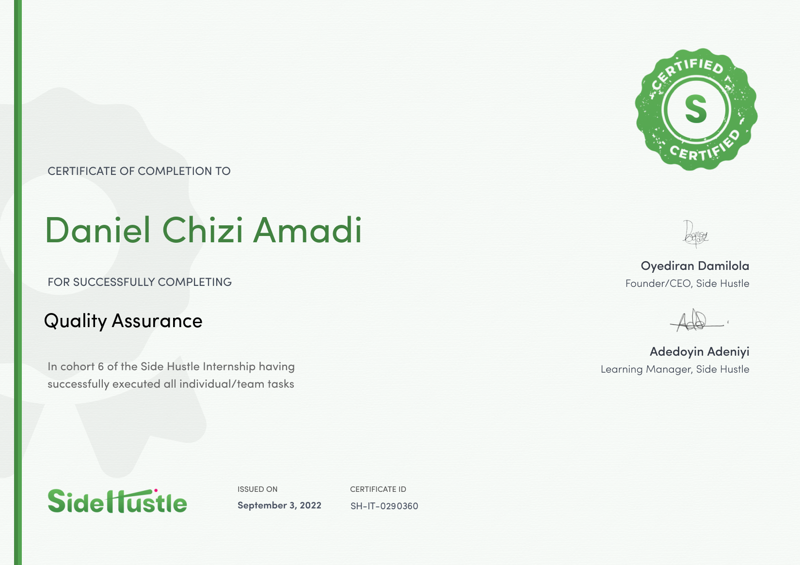 Terra Learning certificate