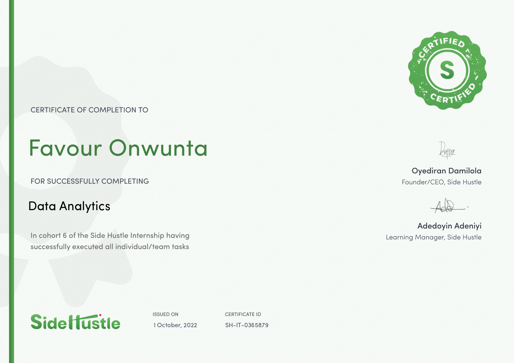 Terra Learning certificate