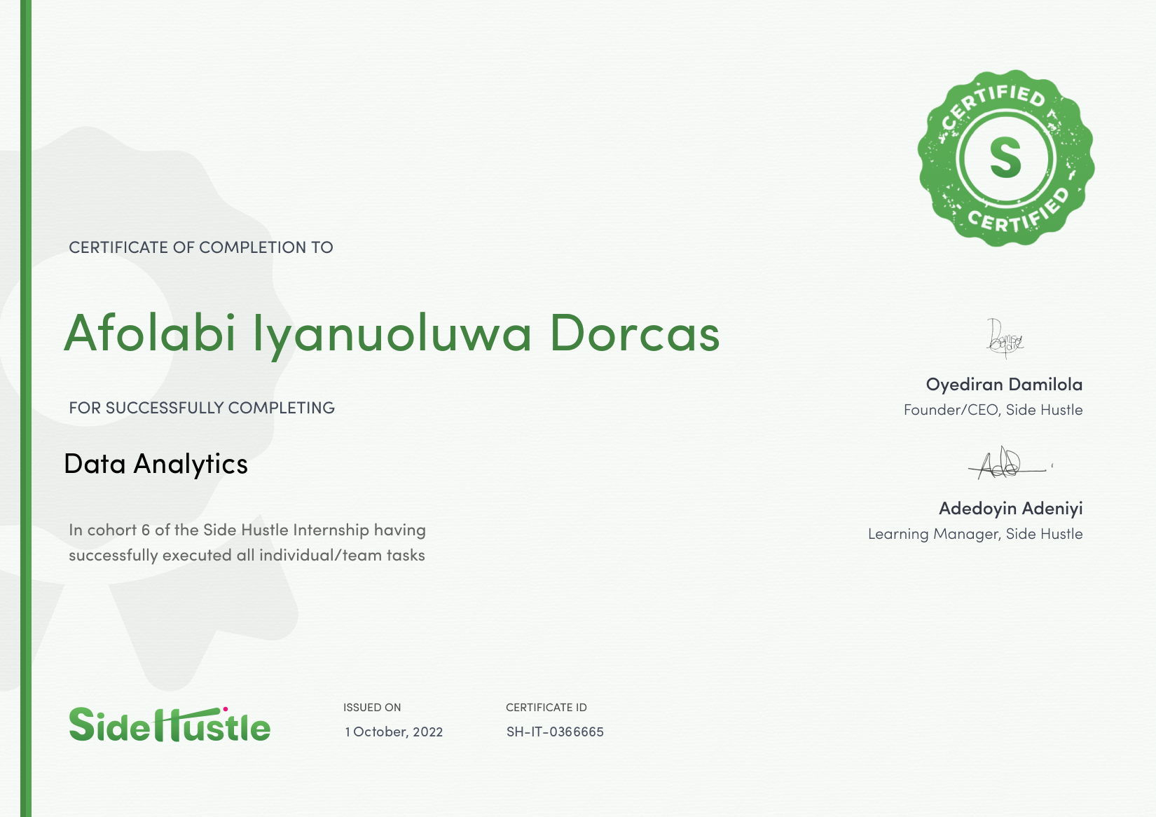 Terra Learning certificate