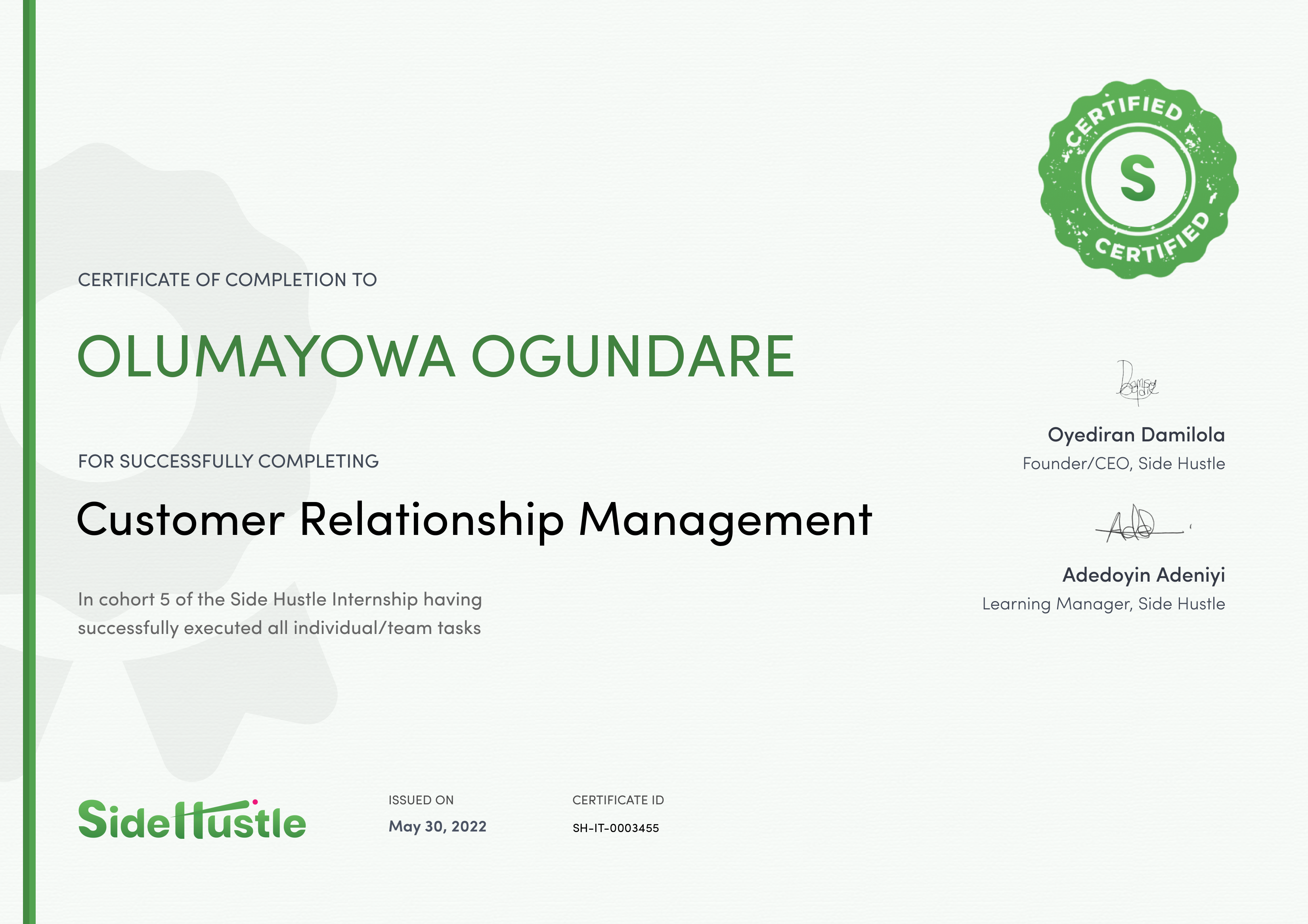 Terra Learning certificate