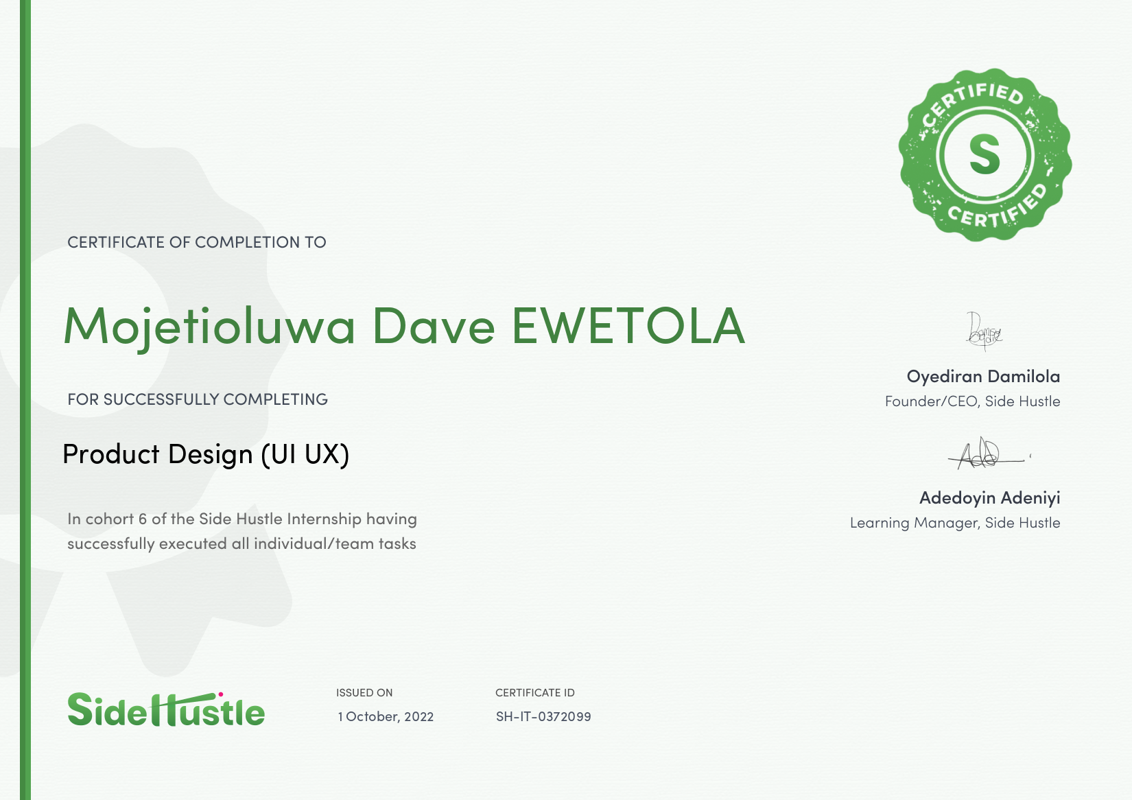 Terra Learning certificate