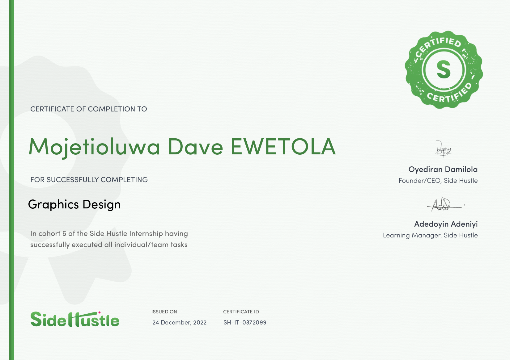 Terra Learning certificate