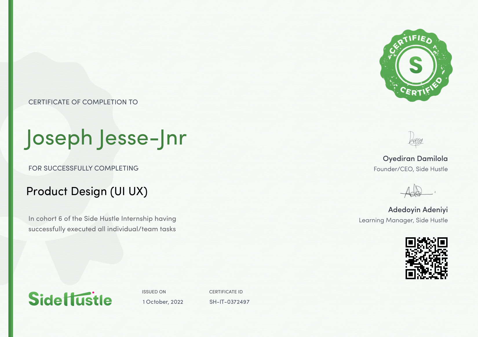 Terra Learning certificate