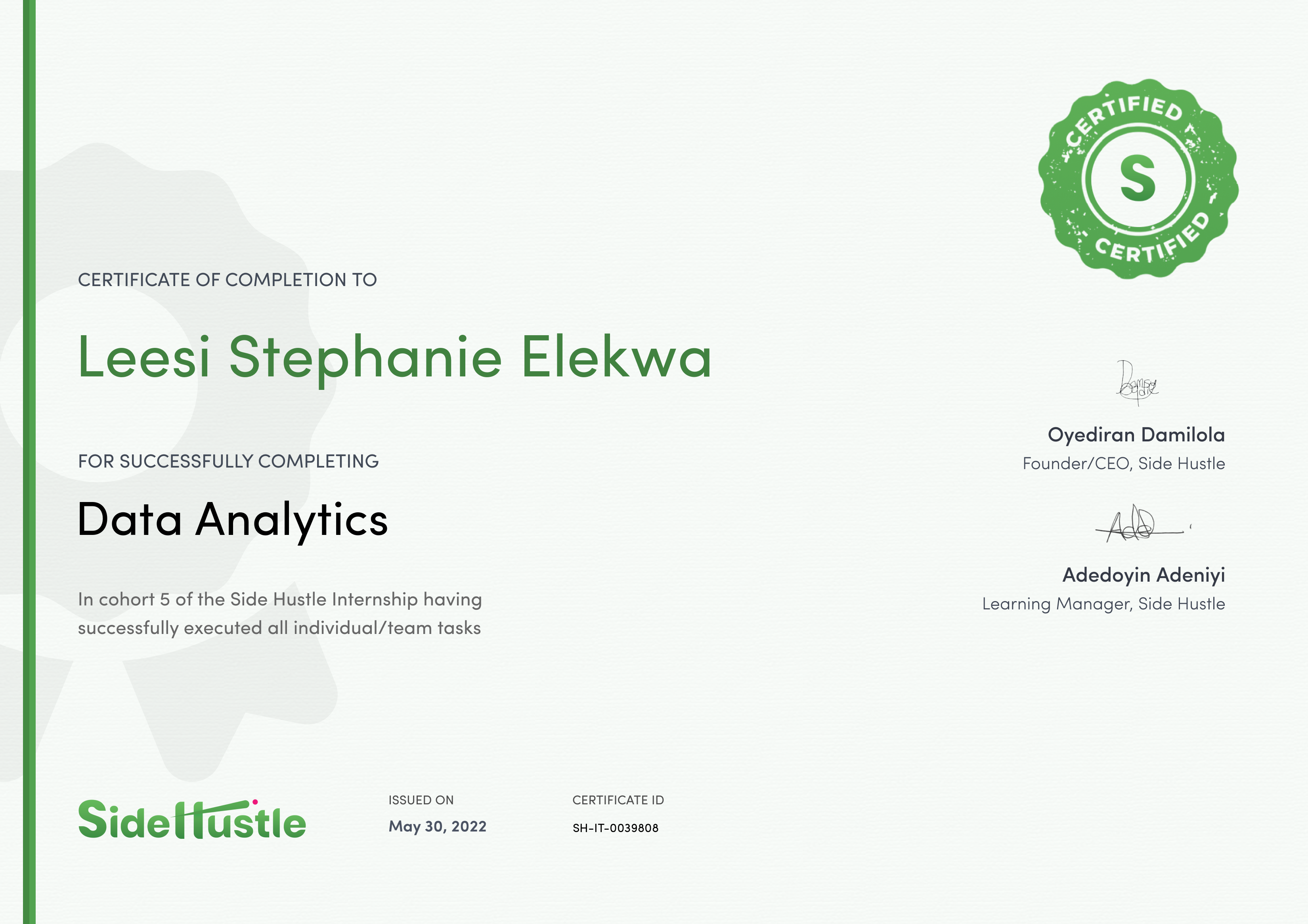 Terra Learning certificate