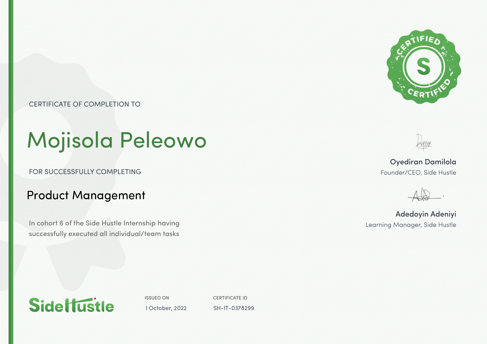 Terra Learning certificate