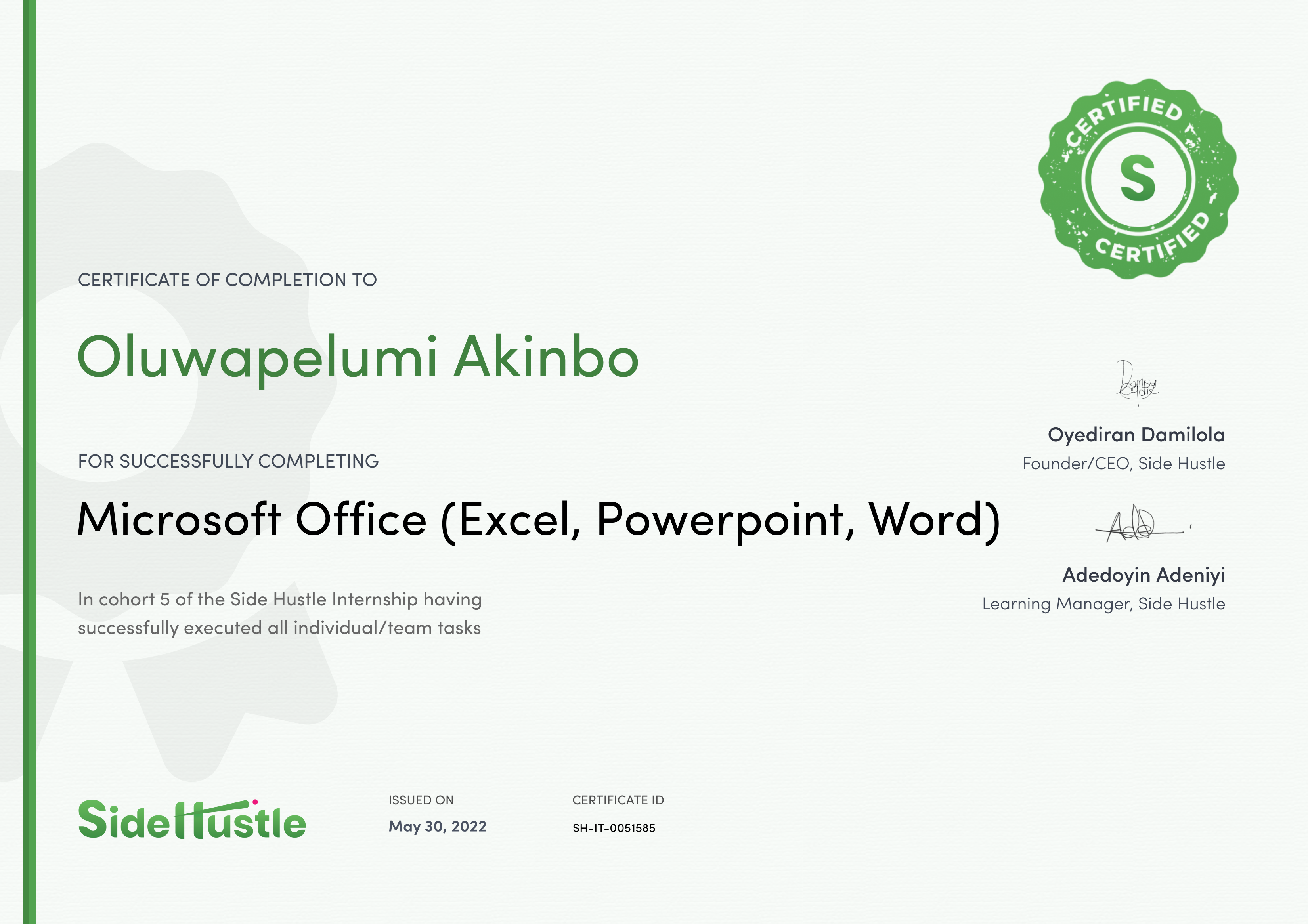 Terra Learning certificate