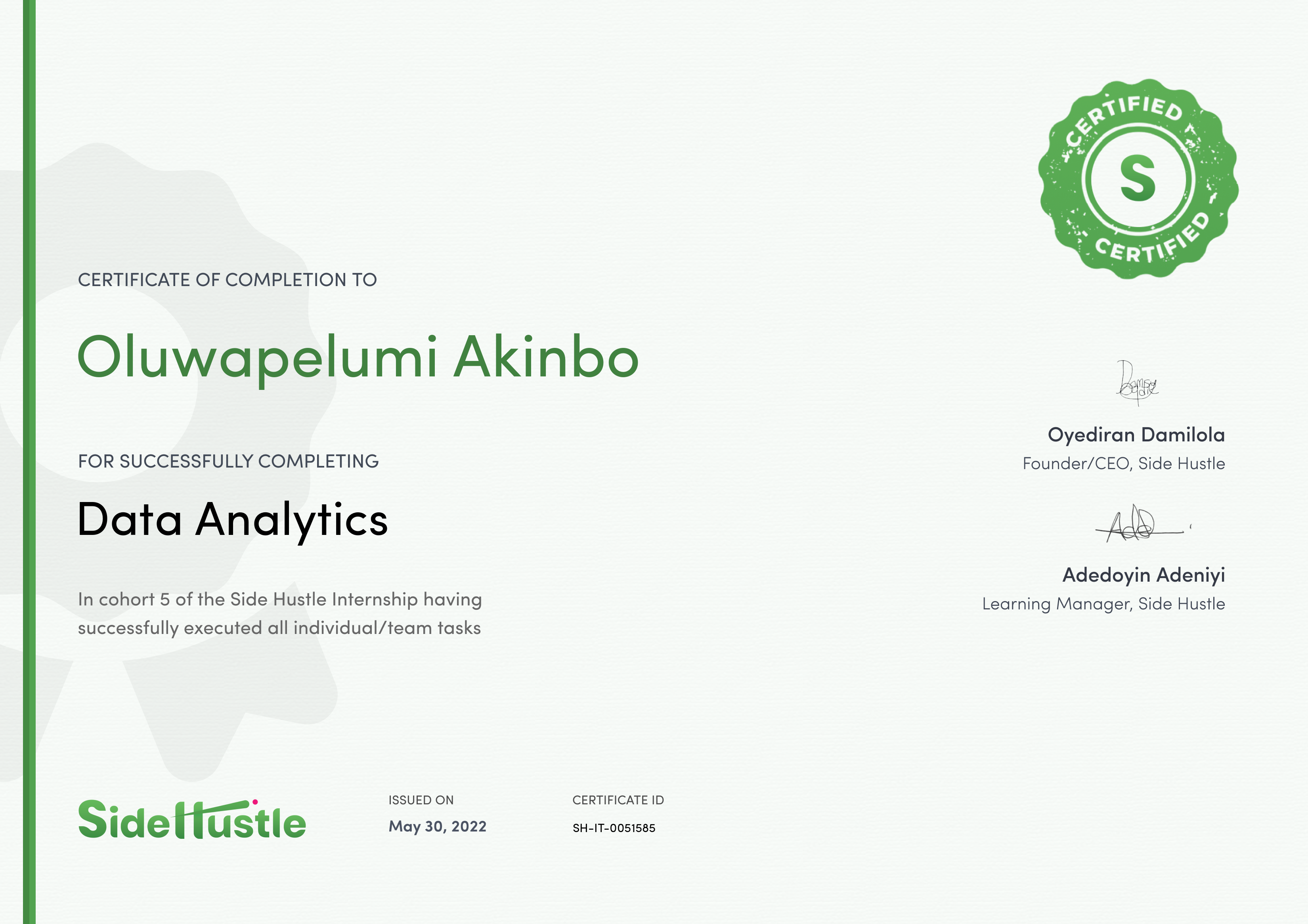 Terra Learning certificate