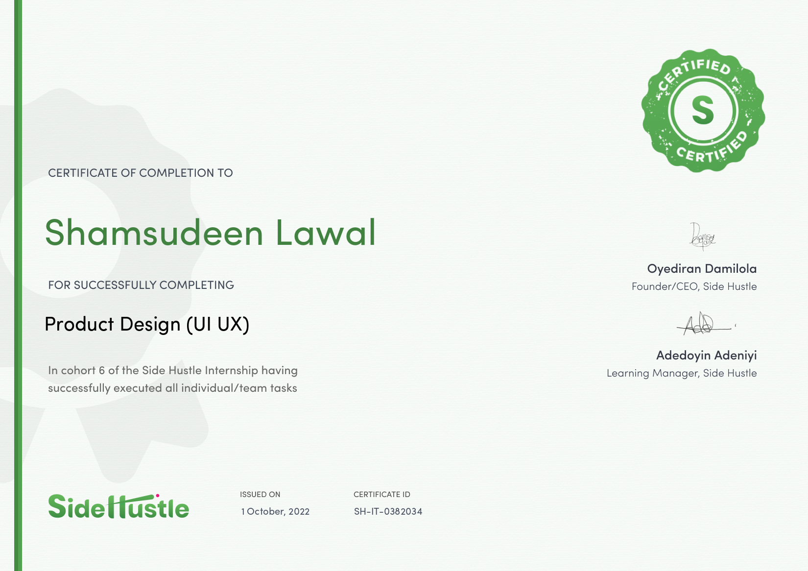 Terra Learning certificate