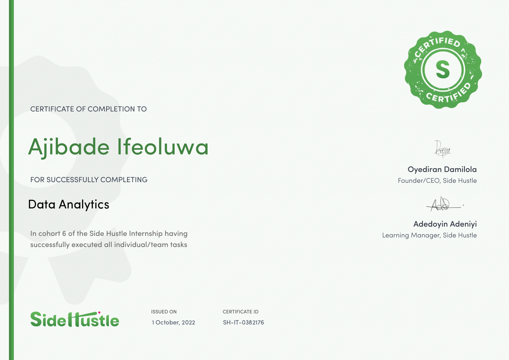 Terra Learning certificate