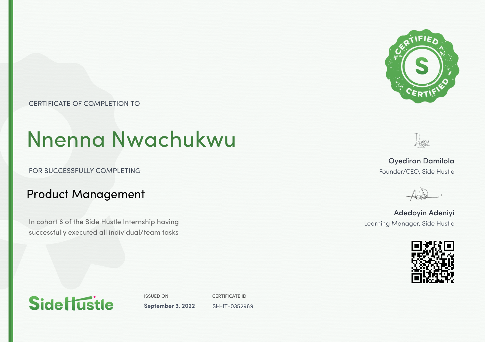 Terra Learning certificate