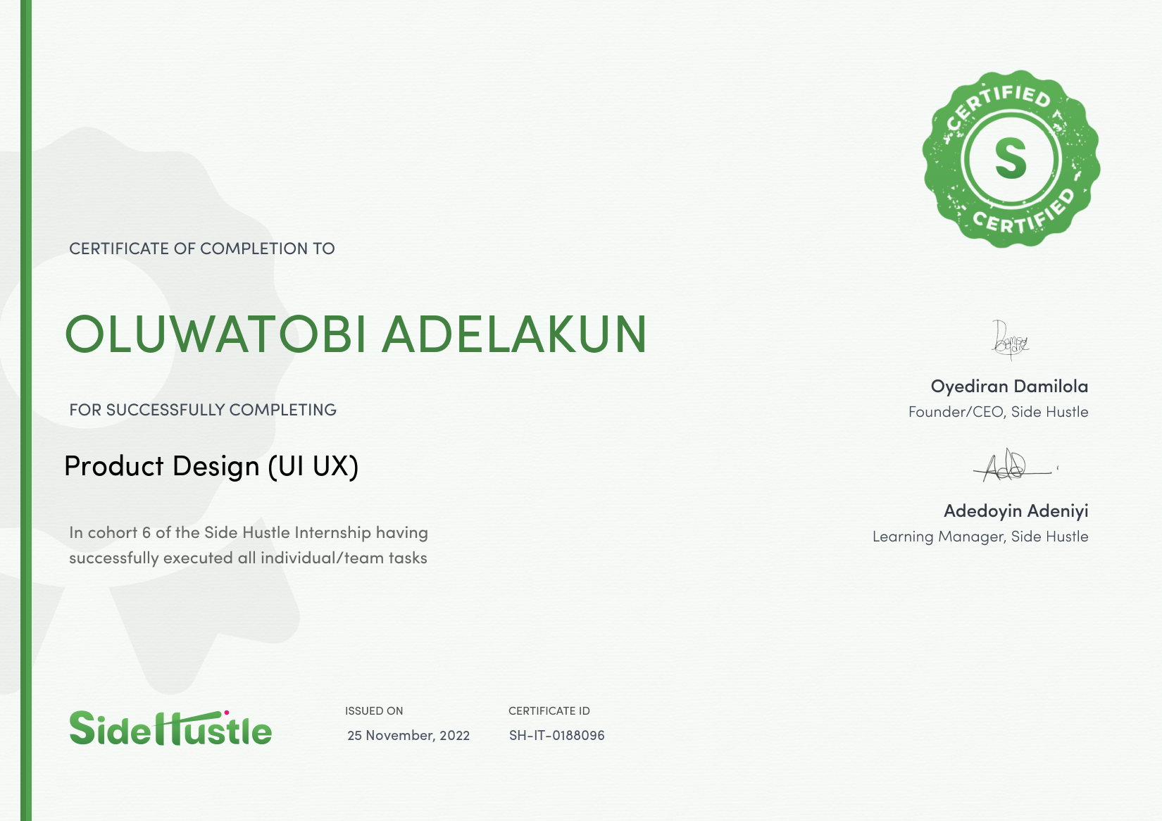 Terra Learning certificate