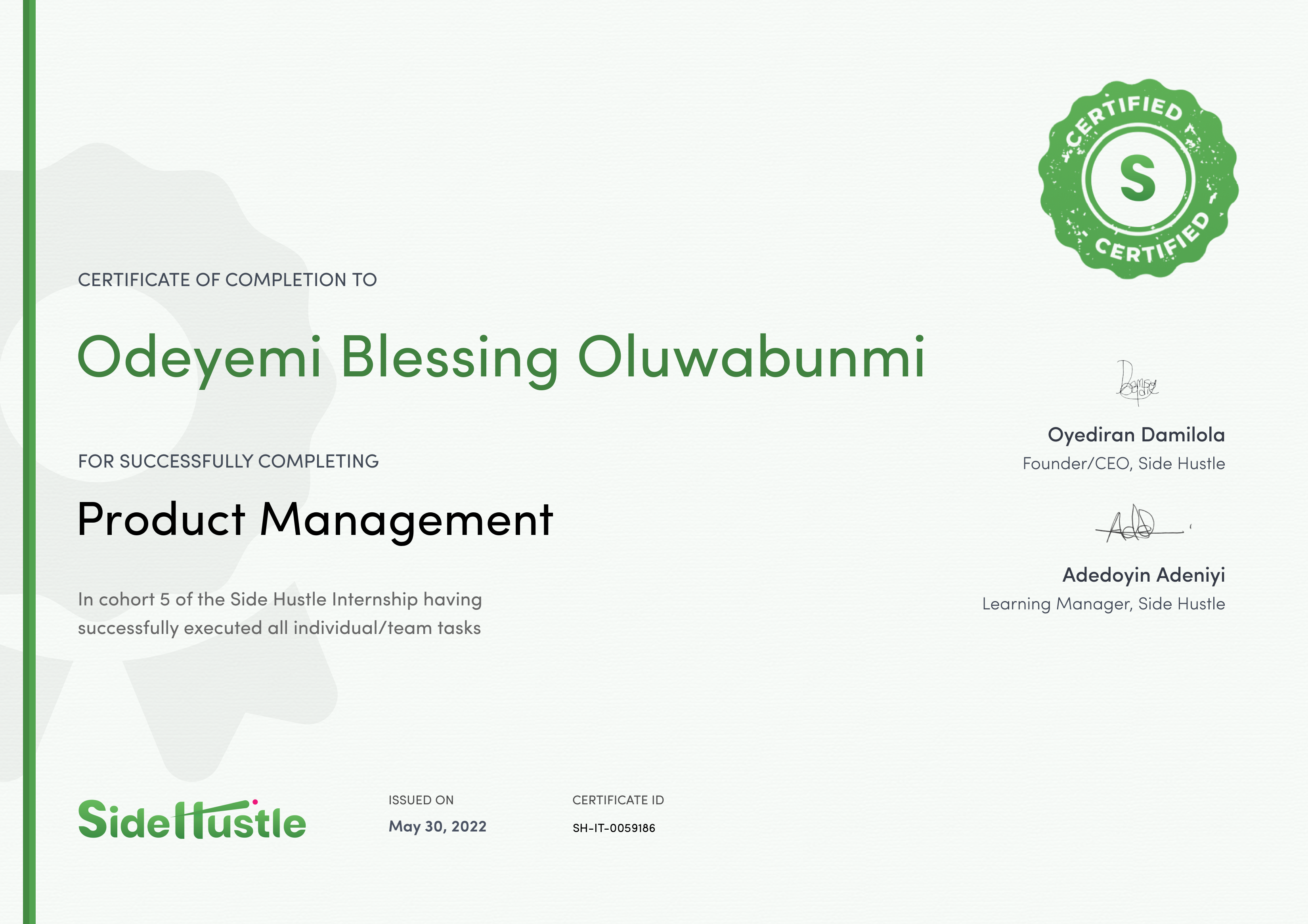 Terra Learning certificate
