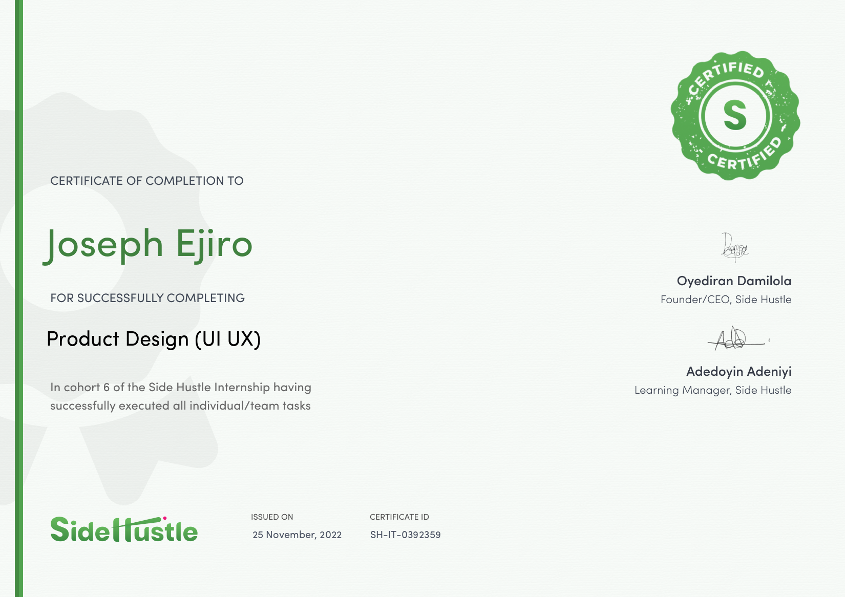 Terra Learning certificate