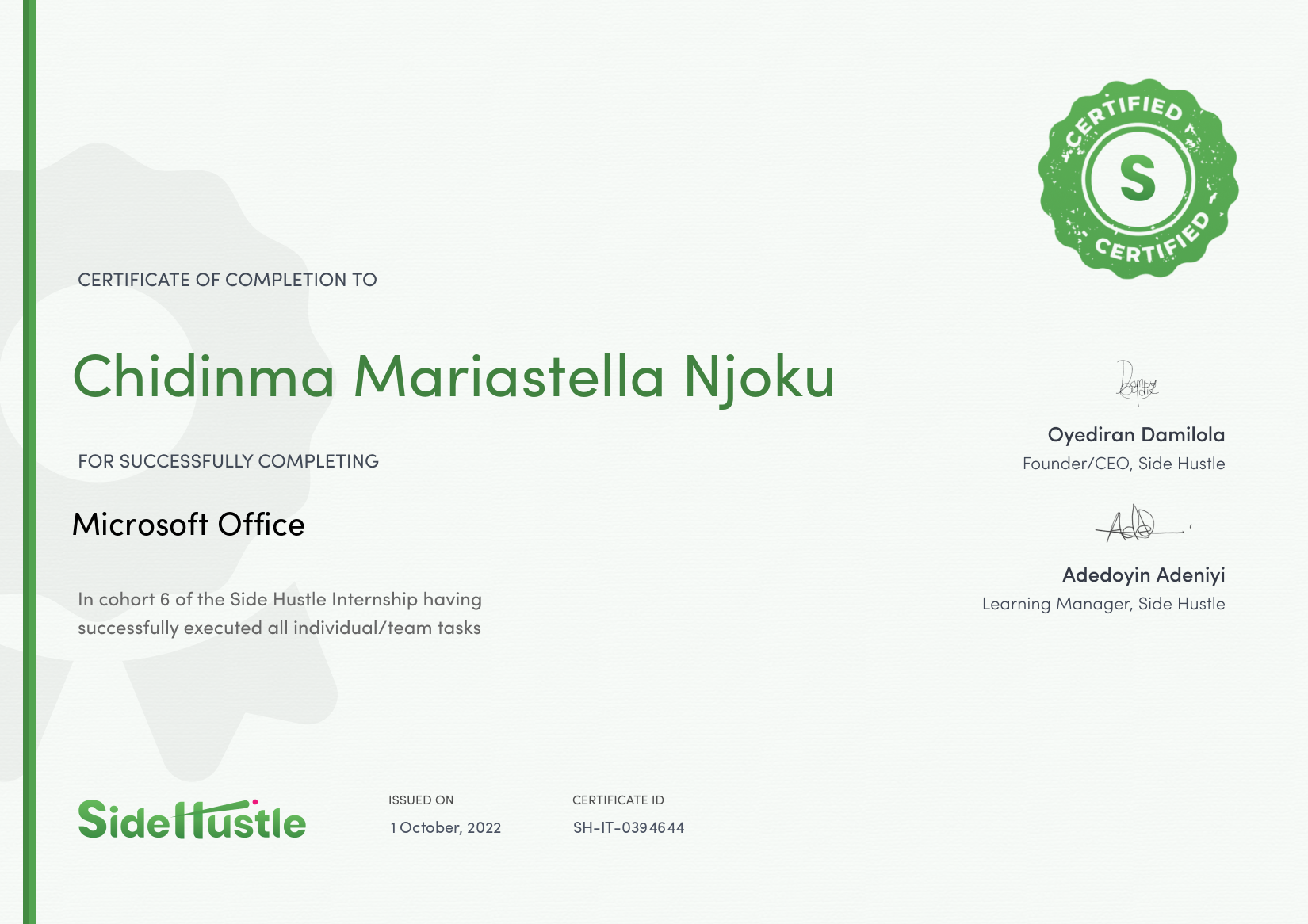 Terra Learning certificate