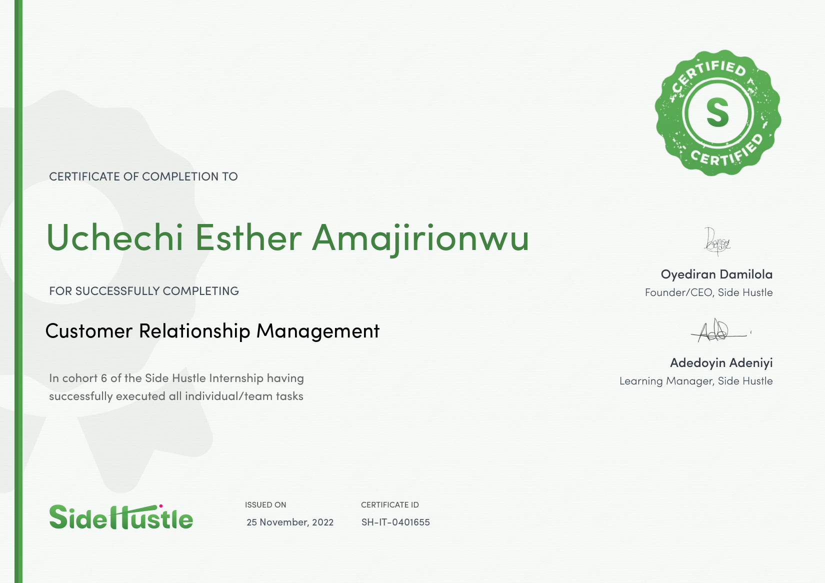 Terra Learning certificate