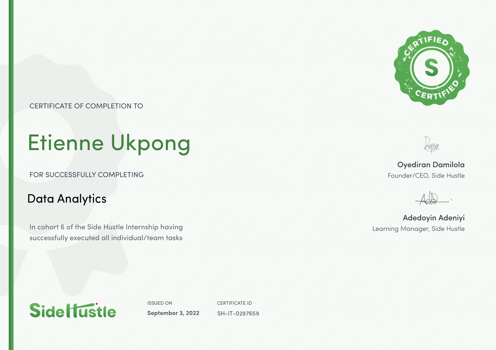 Terra Learning certificate