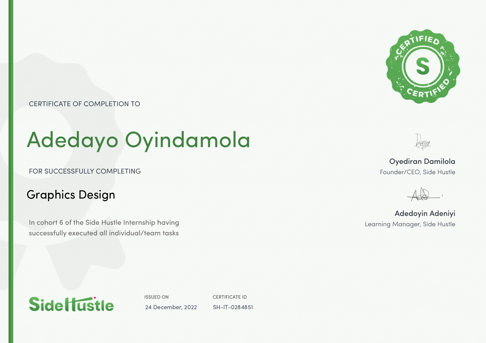 Terra Learning certificate