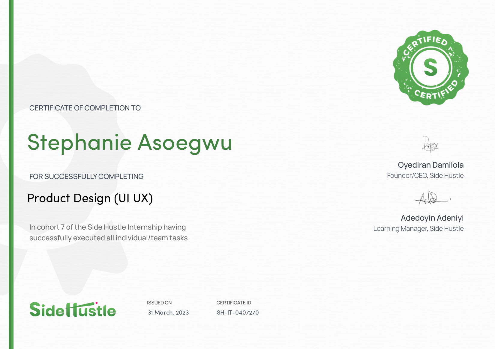 Terra Learning certificate