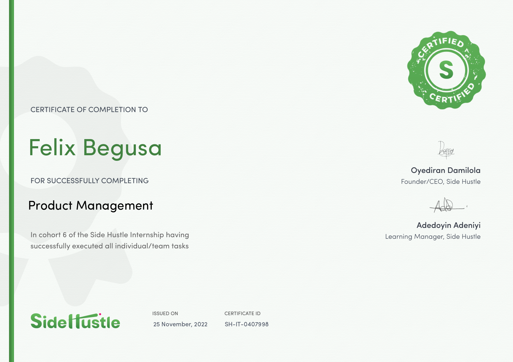 Terra Learning certificate