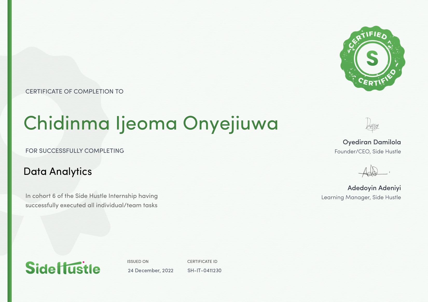 Terra Learning certificate