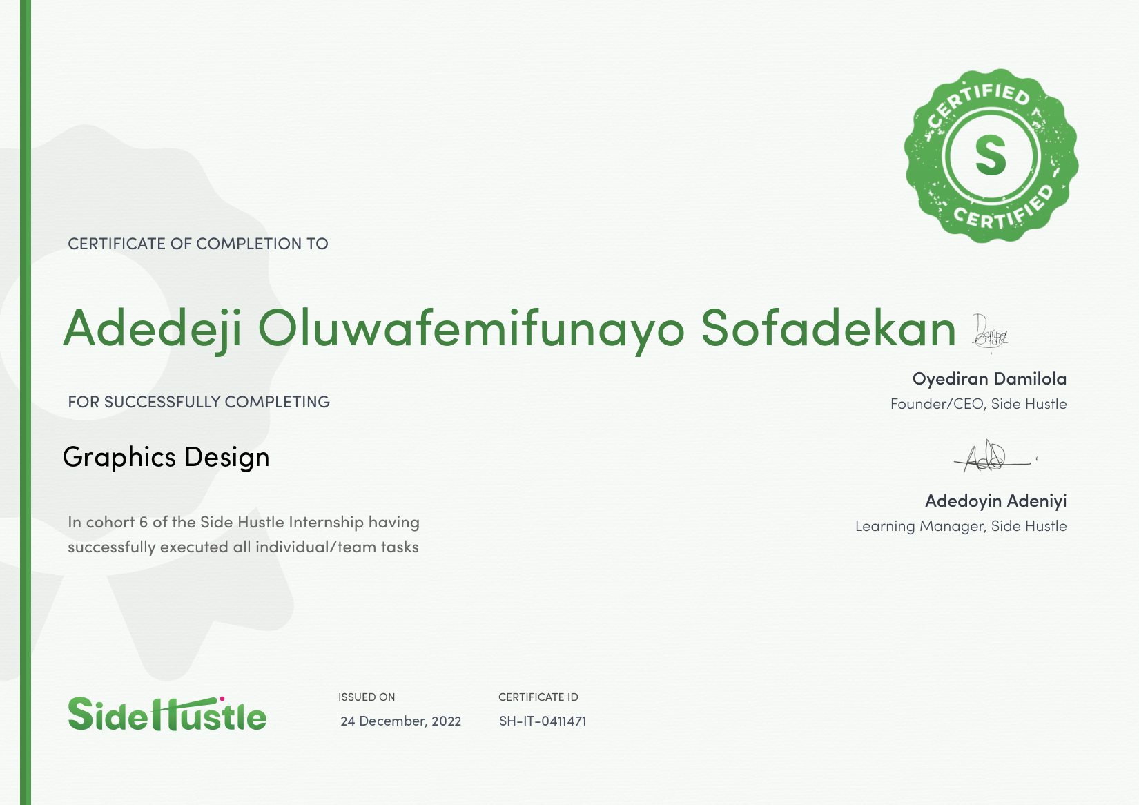 Terra Learning certificate