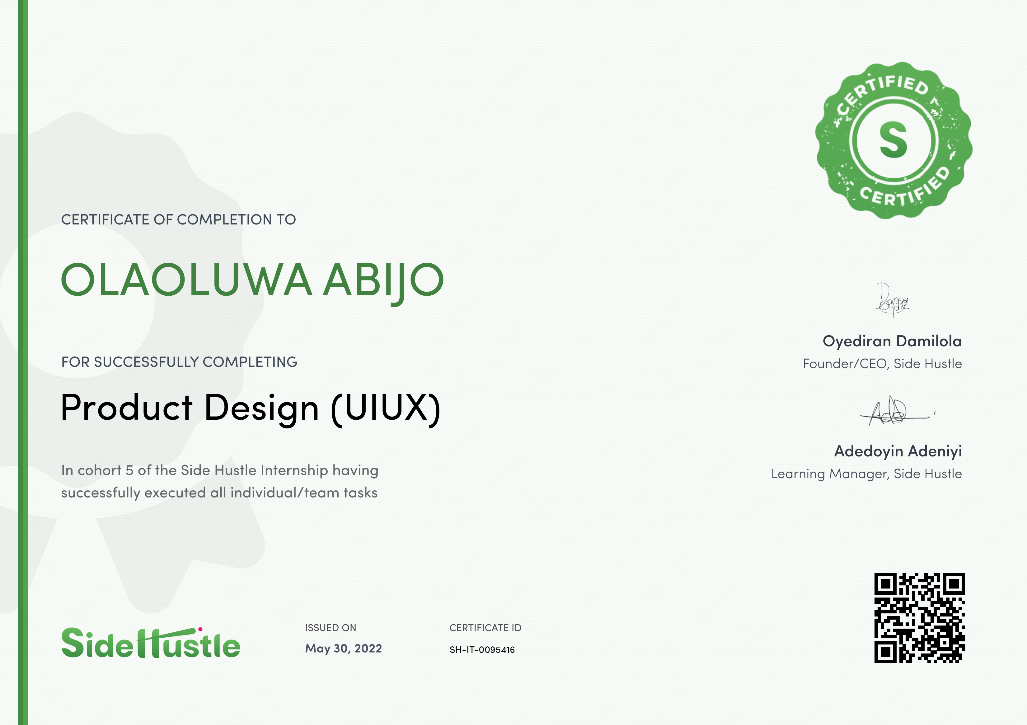 Terra Learning certificate