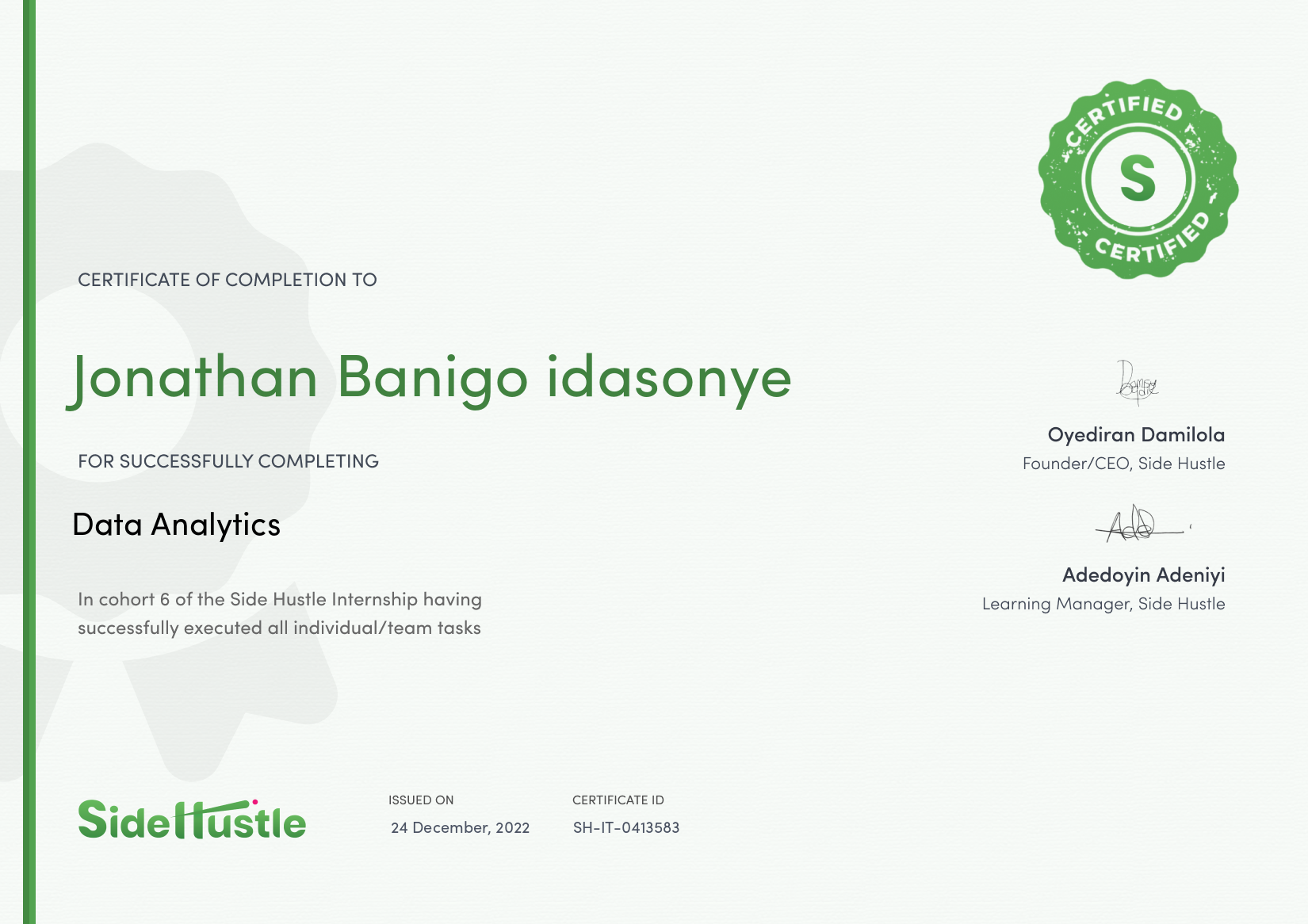 Terra Learning certificate