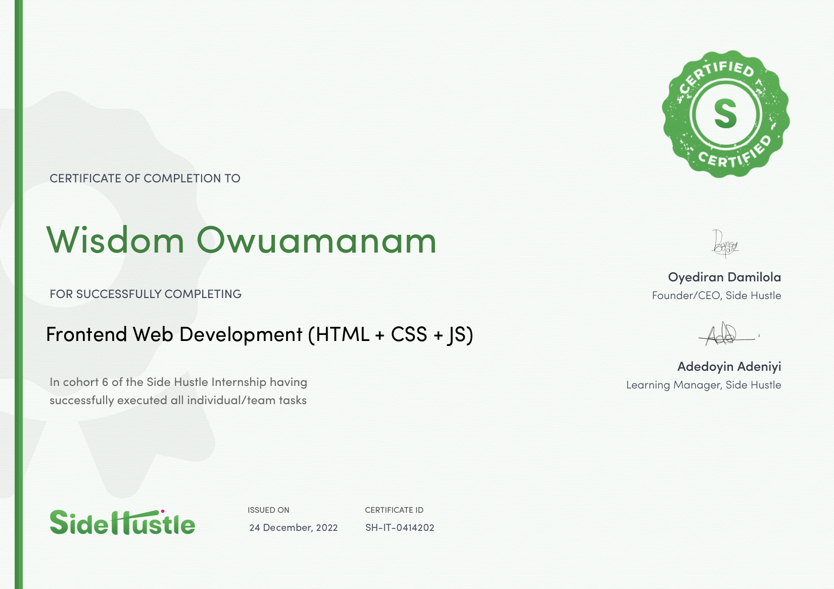 Terra Learning certificate