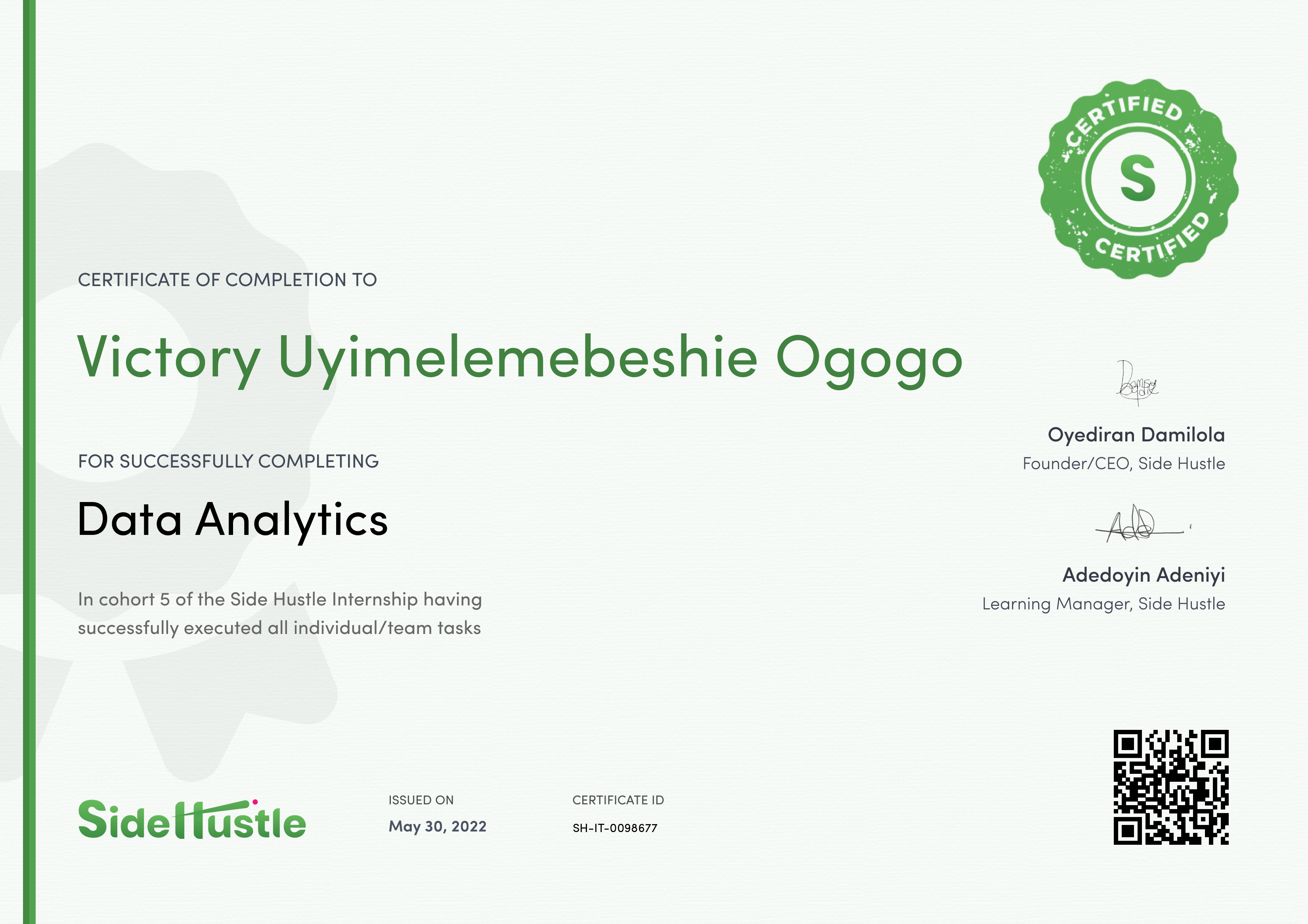 Terra Learning certificate